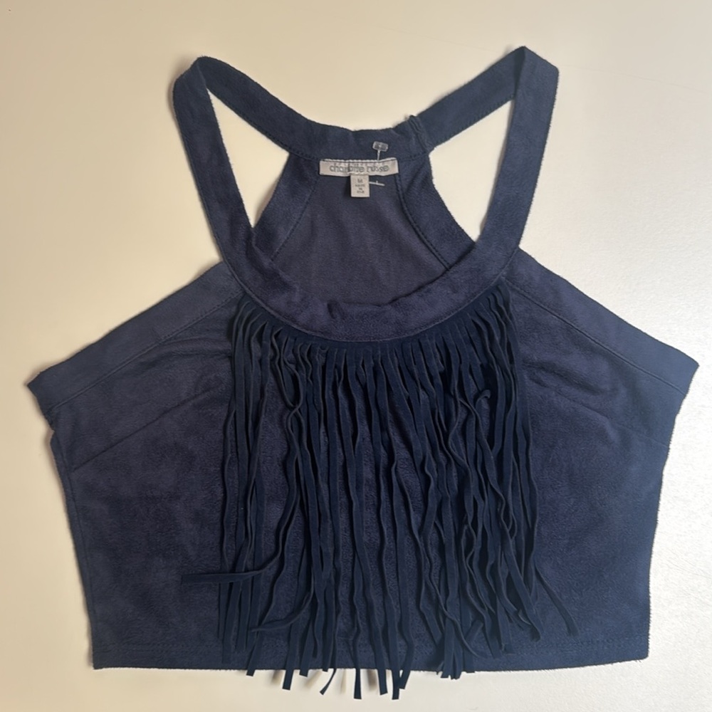 NWOT Charlotte Russe Faux Suede Fringe Top